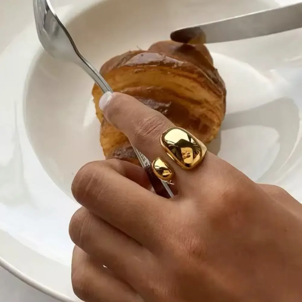 Gold Plated Geometric Ring, Creative, Design, Unique, Tre…